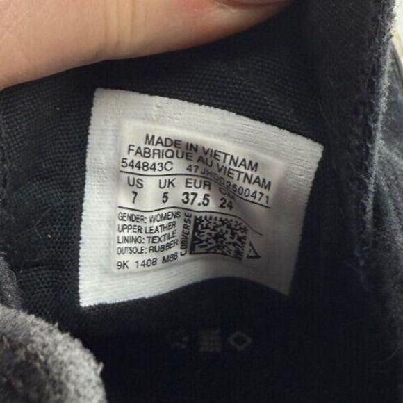 Chuck Taylor Converse All Star‎ Women's Suede Black Tri Zip Size 7 - Picture 8 of 10